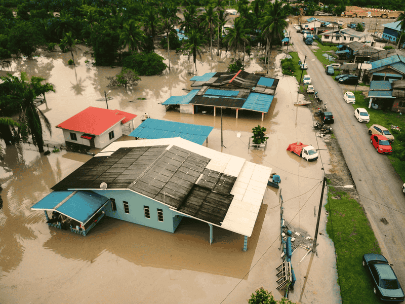 Une maison innondée en Malaisie